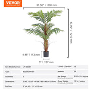 Artificial Palm Tree, 1219mm Tall Faux Plant, Secure PE Material & Anti-Tip Tilt Protection Low-Maintenance V952-RZRDZW4FT2BLDY2FIV0