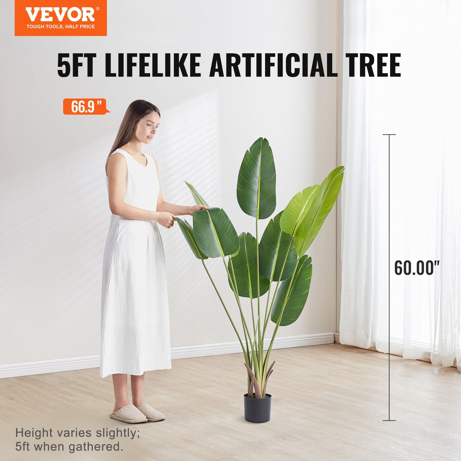Artificial Birds Of Paradise Tree, 1.5m Tall Faux Plant, PE Material & Anti-Tip Tilt Protection V952-RZRDZW5FT1TT14RVAV0