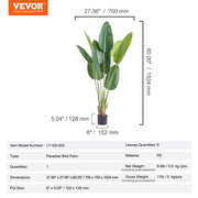 Artificial Birds Of Paradise Tree, 1.5m Tall Faux Plant, PE Material & Anti-Tip Tilt Protection V952-RZRDZW5FT1TT14RVAV0