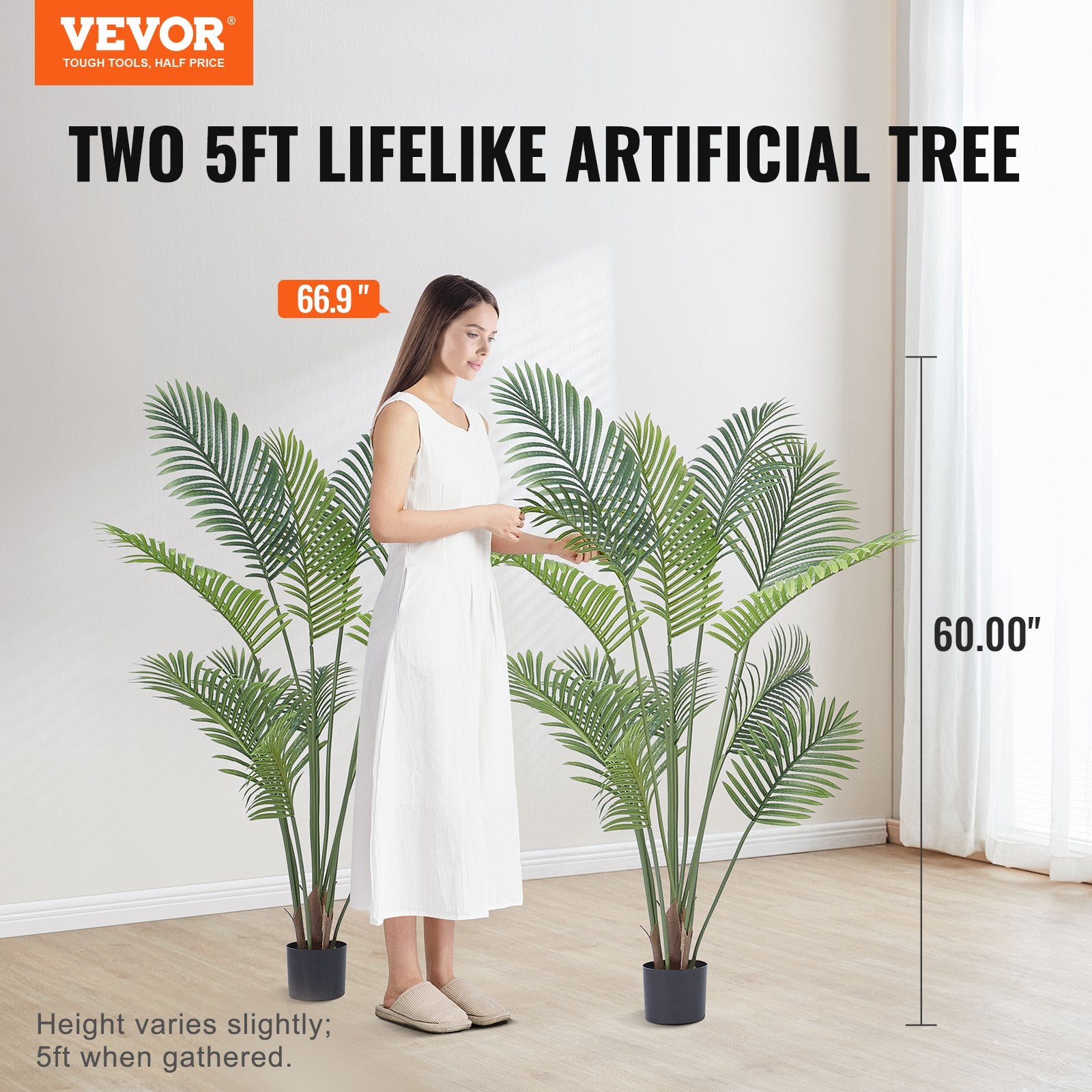 Artificial Palm Tree, 1.5m Tall Faux Plant, Secure PE Material & Anti-Tip Tilt Protection Low-Maintenance V952-RZRDZW5FT2BLZBCF0V0