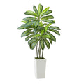 Artificial Dracaena Tree 1524 mm, Fake Palm Tropical Plants with White Tall Planter, Faux Floor Silk Plant in V952-RZRDZWLXS5FT31TZT001V0