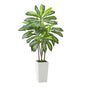 Artificial Dracaena Tree 1524 mm, Fake Palm Tropical Plants with White Tall Planter, Faux Floor Silk Plant in V952-RZRDZWLXS5FT31TZT001V0