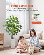 Artificial Dracaena Tree 1524 mm, Fake Palm Tropical Plants with White Tall Planter, Faux Floor Silk Plant in V952-RZRDZWLXS5FT31TZT001V0