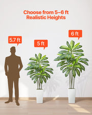 Artificial Dracaena Tree 1524 mm, Fake Palm Tropical Plants with White Tall Planter, Faux Floor Silk Plant in V952-RZRDZWLXS5FT31TZT001V0