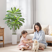 Artificial Dracaena Tree 1524 mm, Fake Palm Tropical Plants with White Tall Planter, Faux Floor Silk Plant in V952-RZRDZWLXS5FT31TZT001V0