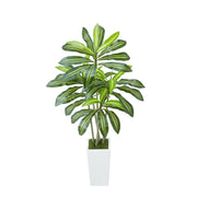 Artificial Dracaena Tree 1524 mm, Fake Palm Tropical Plants with White Tall Planter, Faux Floor Silk Plant in V952-RZRDZWLXS5FT31TZT001V0