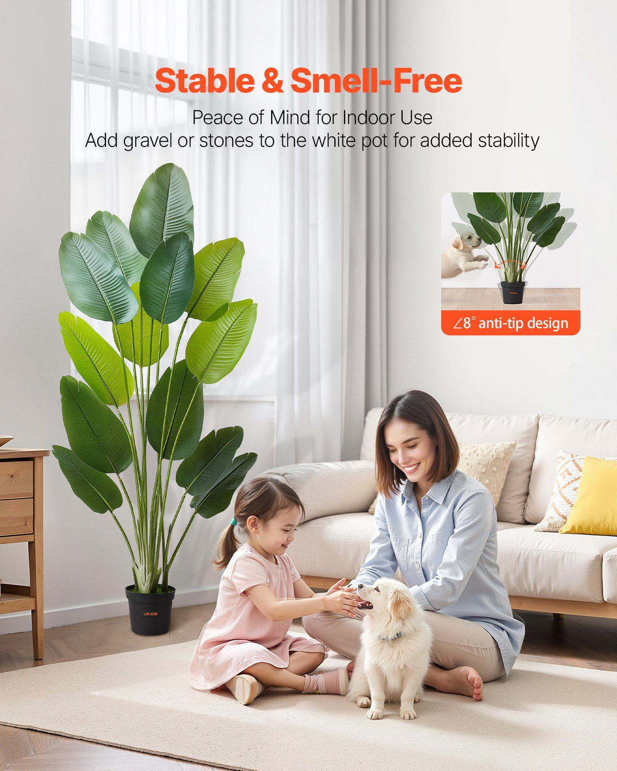 Artificial Bird of Paradise 1829 mm Tall, Fake Tropical Plants with with 13 Trunks & White Pot, Faux Floor V952-RZRDZWTTNZL6CG3Q9001V0