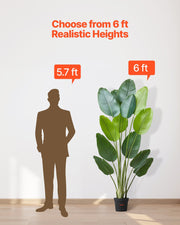 Artificial Bird of Paradise 1829 mm Tall, Fake Tropical Plants with with 13 Trunks & White Pot, Faux Floor V952-RZRDZWTTNZL6CG3Q9001V0