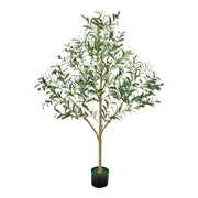 150cm Artificial Olive Tree with Black Pot, Tall Fake Tree with Natural Wood Trunk & Realistic Green Leaves V952-RZS5FTGLSSLX6A0M6001V0