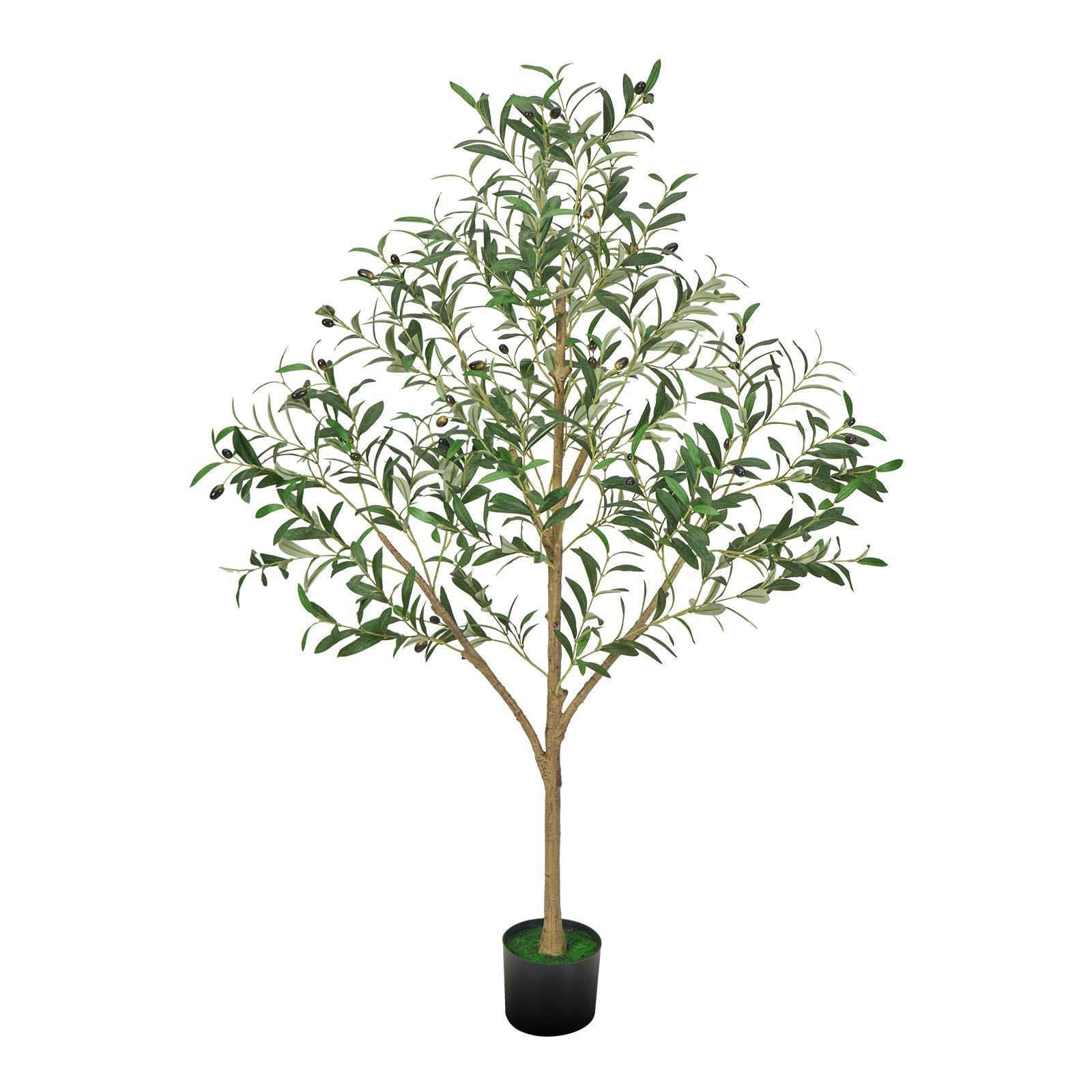150cm Artificial Olive Tree with Black Pot, Tall Fake Tree with Natural Wood Trunk & Realistic Green Leaves V952-RZS5FTGLSSLX6A0M6001V0