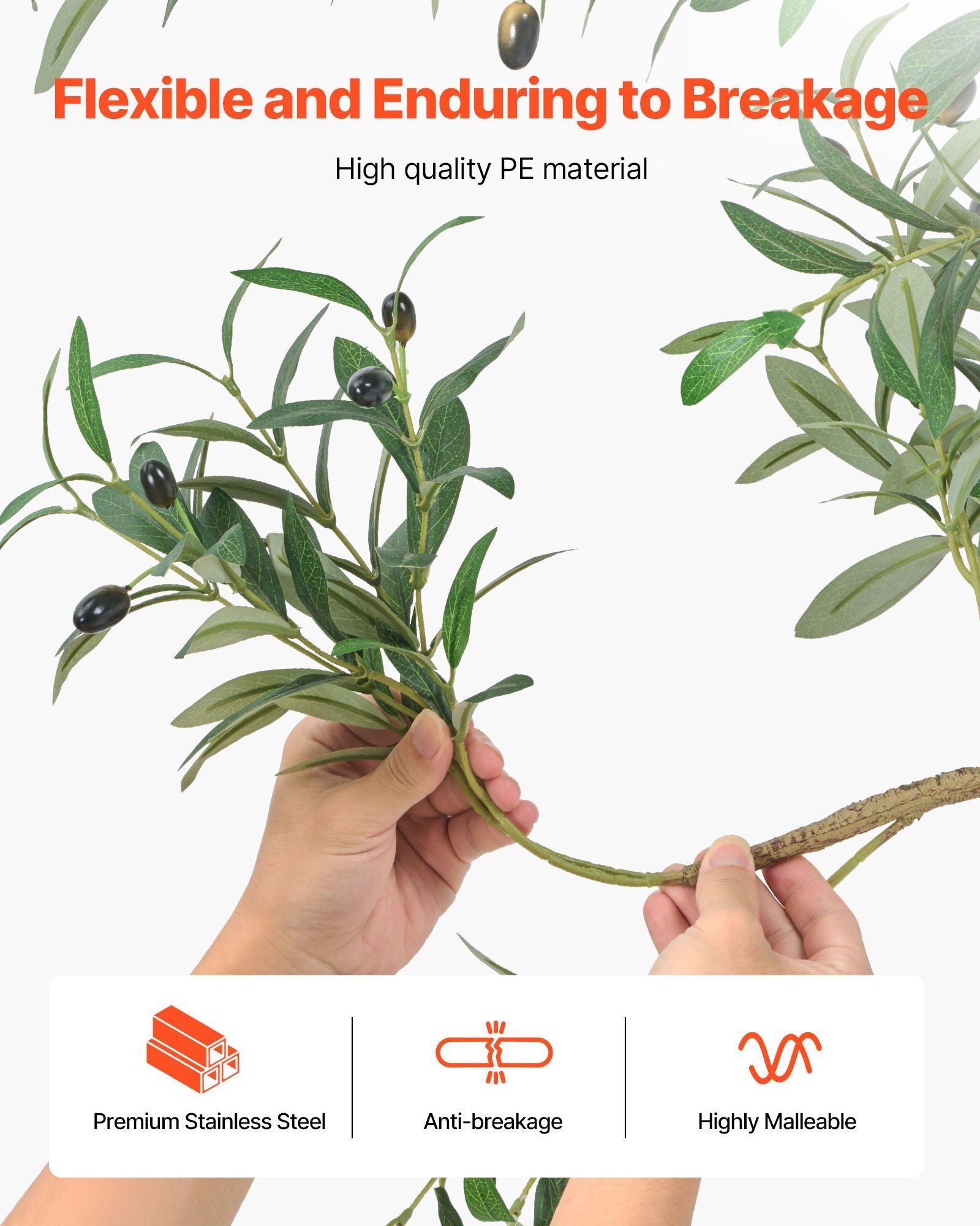 150cm Artificial Olive Tree with Black Pot, Tall Fake Tree with Natural Wood Trunk & Realistic Green Leaves V952-RZS5FTGLSSLX6A0M6001V0