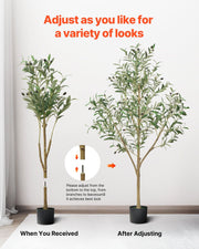 150cm Artificial Olive Tree with Black Pot, Tall Fake Tree with Natural Wood Trunk & Realistic Green Leaves V952-RZS5FTGLSSLX6A0M6001V0