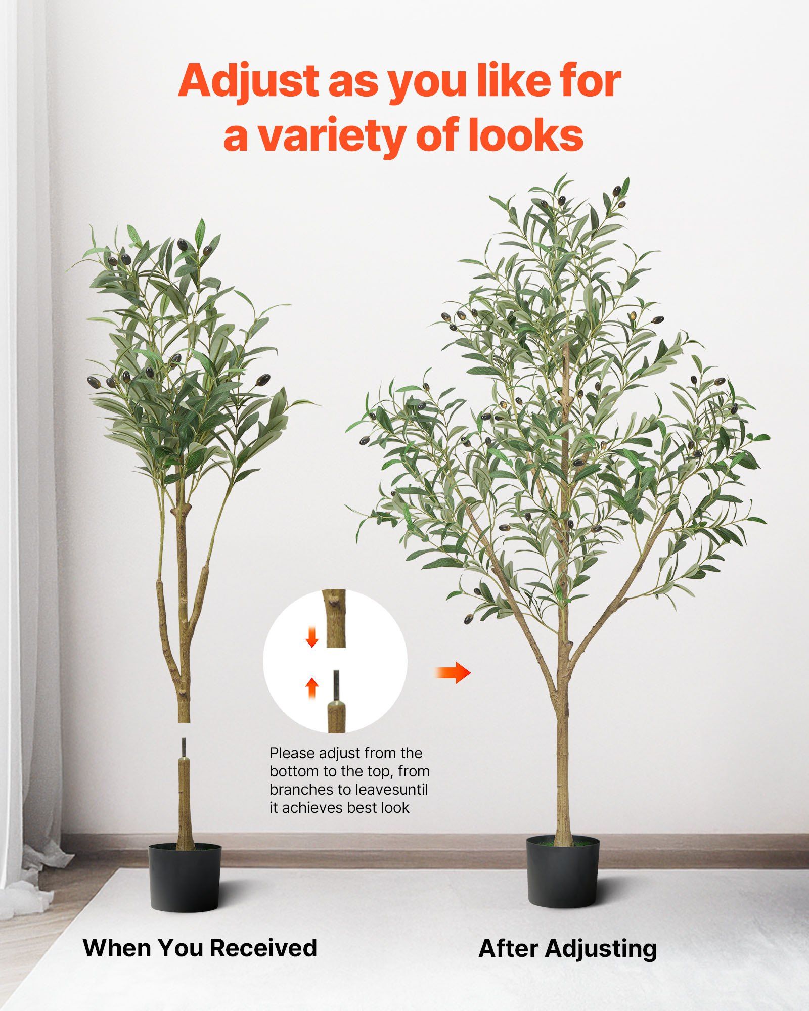150cm Artificial Olive Tree with Black Pot, Tall Fake Tree with Natural Wood Trunk & Realistic Green Leaves V952-RZS5FTGLSSLX6A0M6001V0