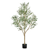 150cm Artificial Olive Tree with Black Pot, Tall Fake Tree with Natural Wood Trunk & Realistic Green Leaves V952-RZS5FTGLSSLX6A0M6001V0