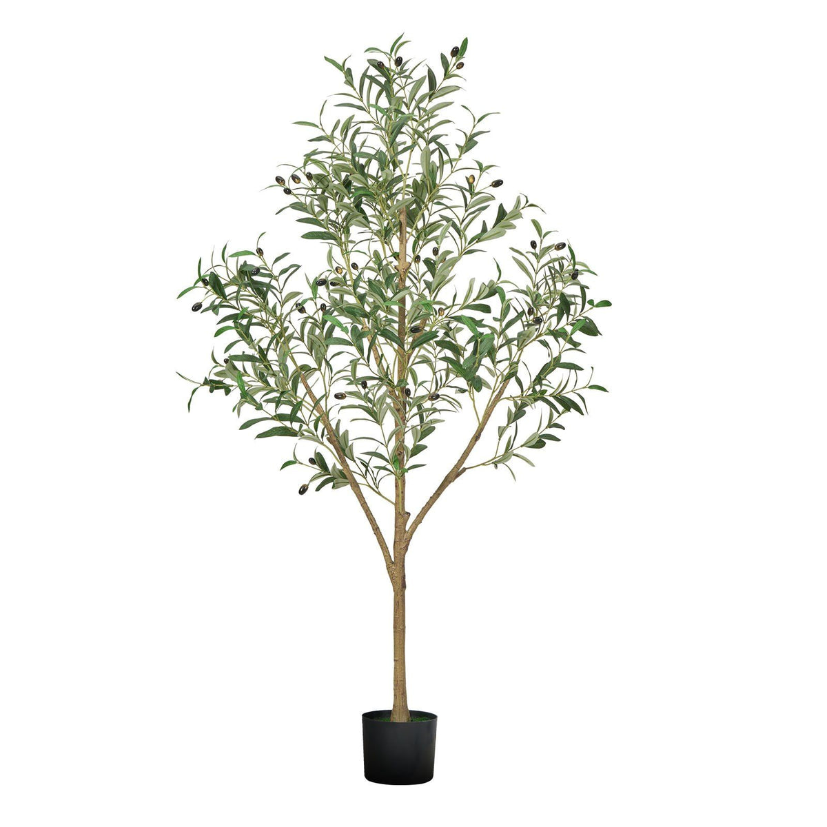 150cm Artificial Olive Tree with Black Pot, Tall Fake Tree with Natural Wood Trunk & Realistic Green Leaves V952-RZS5FTGLSSLX6A0M6001V0