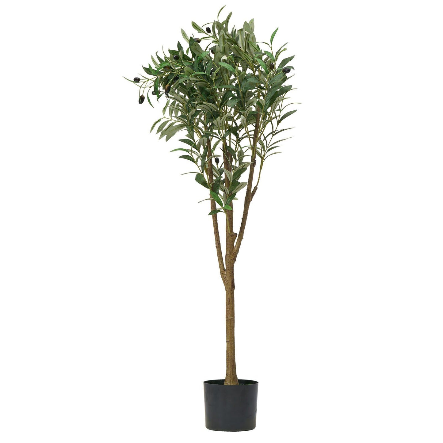 150cm Artificial Olive Tree with Black Pot, Tall Fake Tree with Natural Wood Trunk & Realistic Green Leaves V952-RZS5FTGLSSLX6A0M6001V0