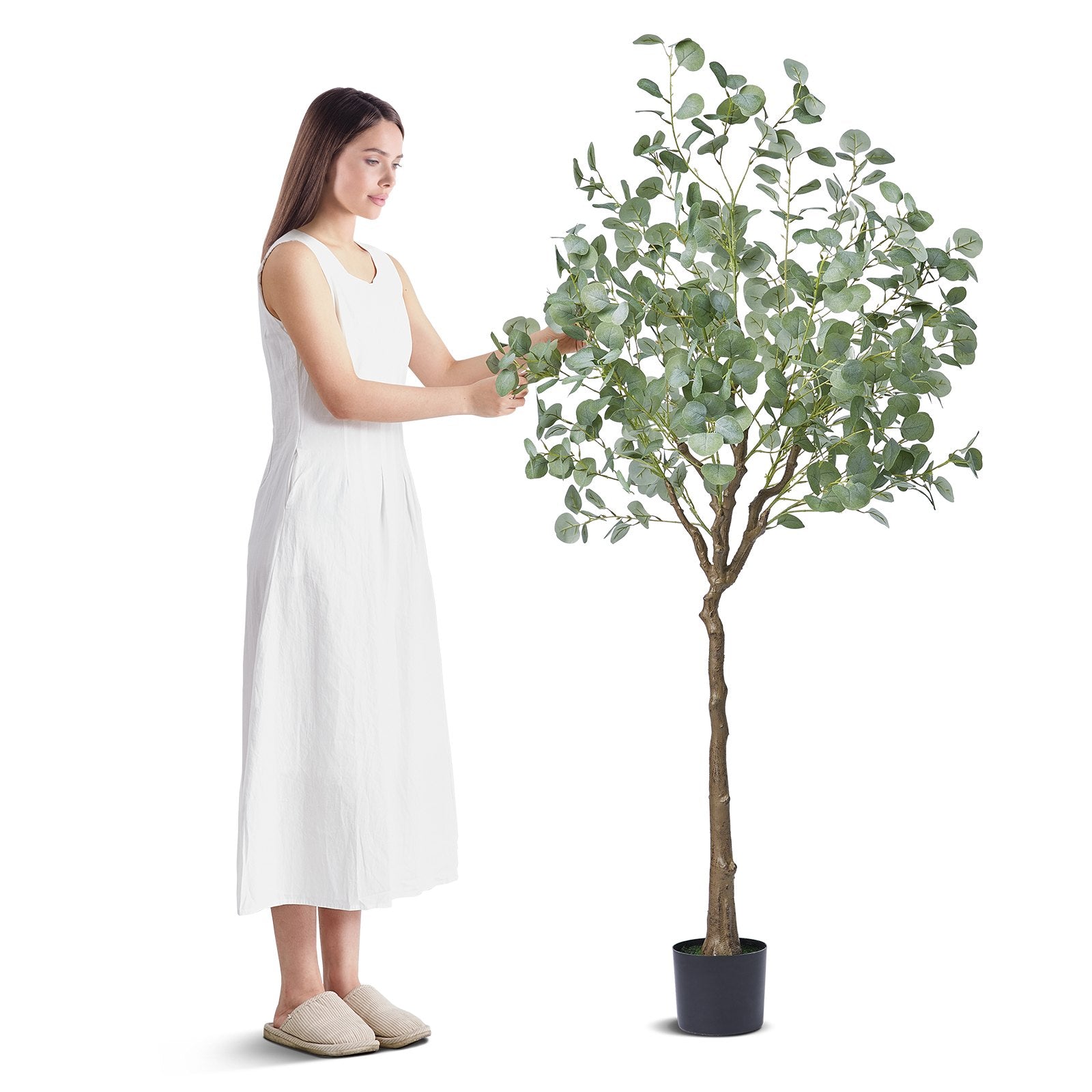 Artificial Eucalyptus Tree, 15.2cm Tall Faux Plant, Secure PE Material & Anti-Tip Tilt Protection V952-RZS6FTAS00006C43AV0
