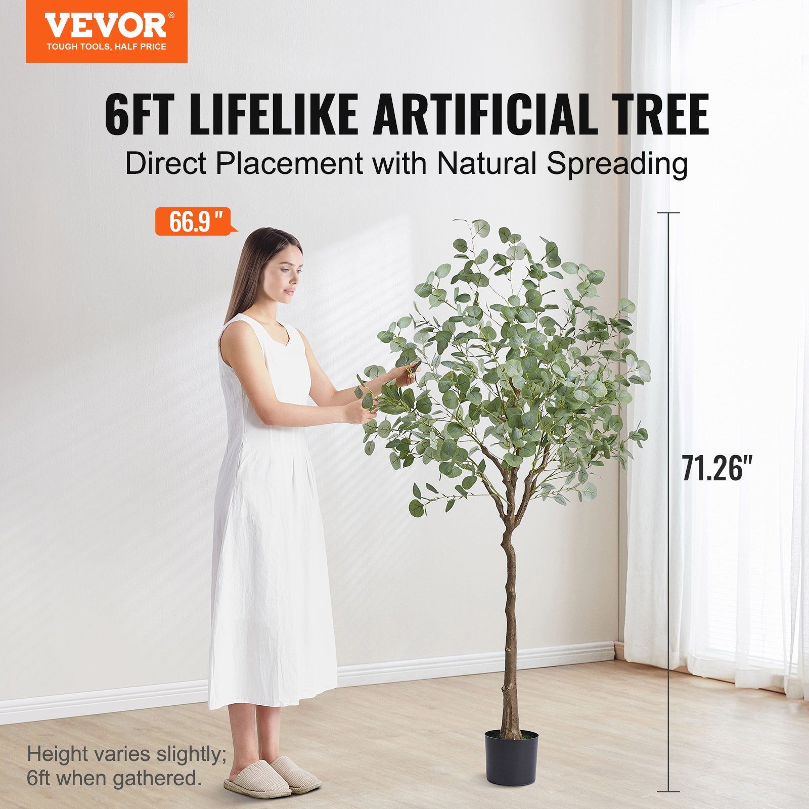 Artificial Eucalyptus Tree, 15.2cm Tall Faux Plant, Secure PE Material & Anti-Tip Tilt Protection V952-RZS6FTAS00006C43AV0