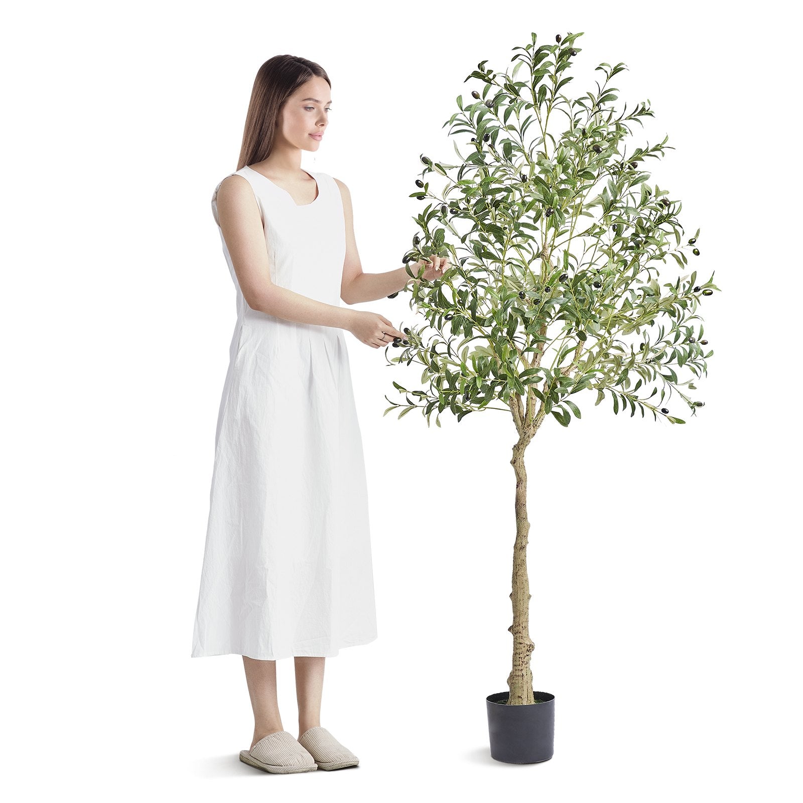 Artificial Olive Tree, 15.2cm Tall Faux Plant, Secure PE Material & Anti-Tip Tilt Protection Low-Maintenance V952-RZS6FTGLS000VAJSMV0
