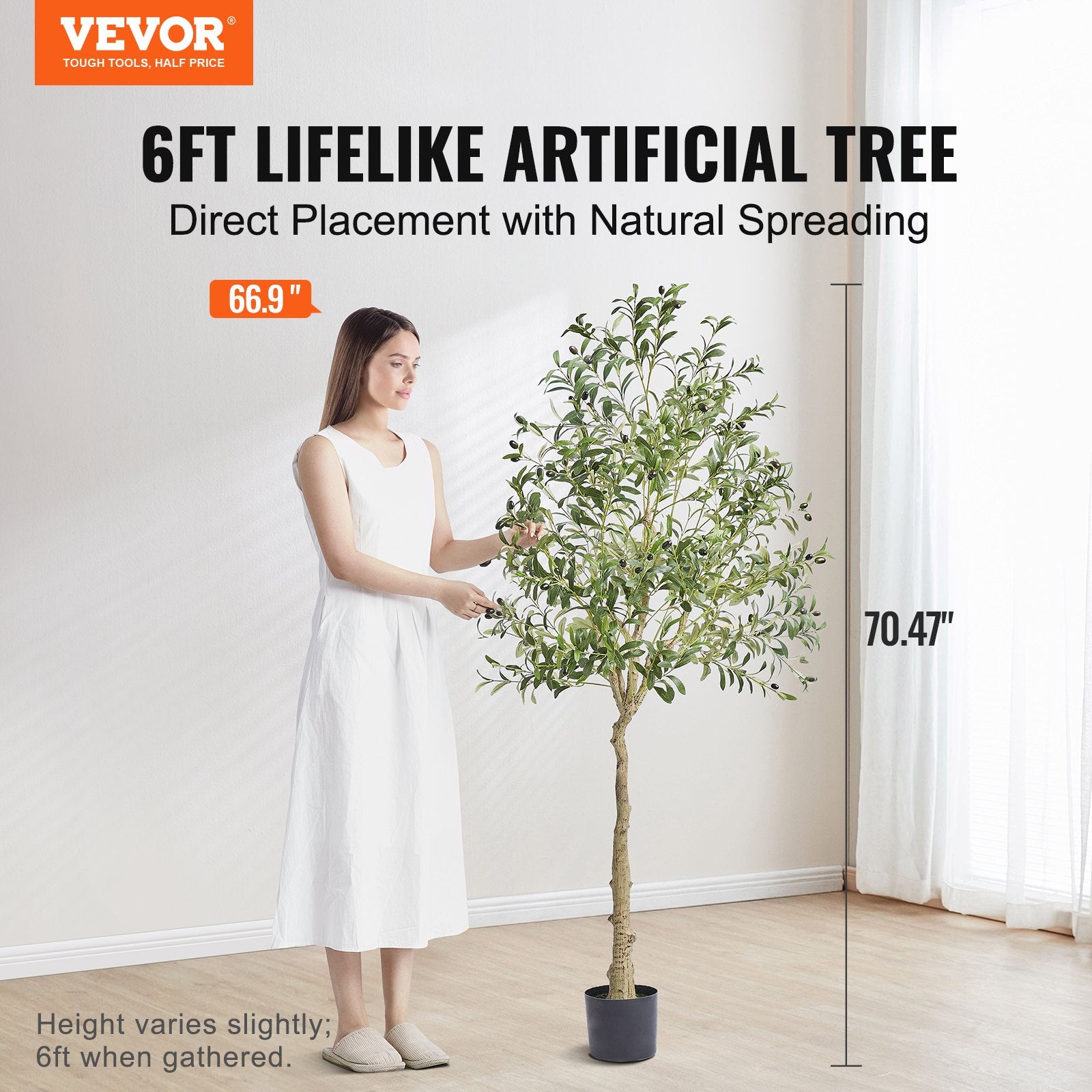 Artificial Olive Tree, 15.2cm Tall Faux Plant, Secure PE Material & Anti-Tip Tilt Protection Low-Maintenance V952-RZS6FTGLS000VAJSMV0