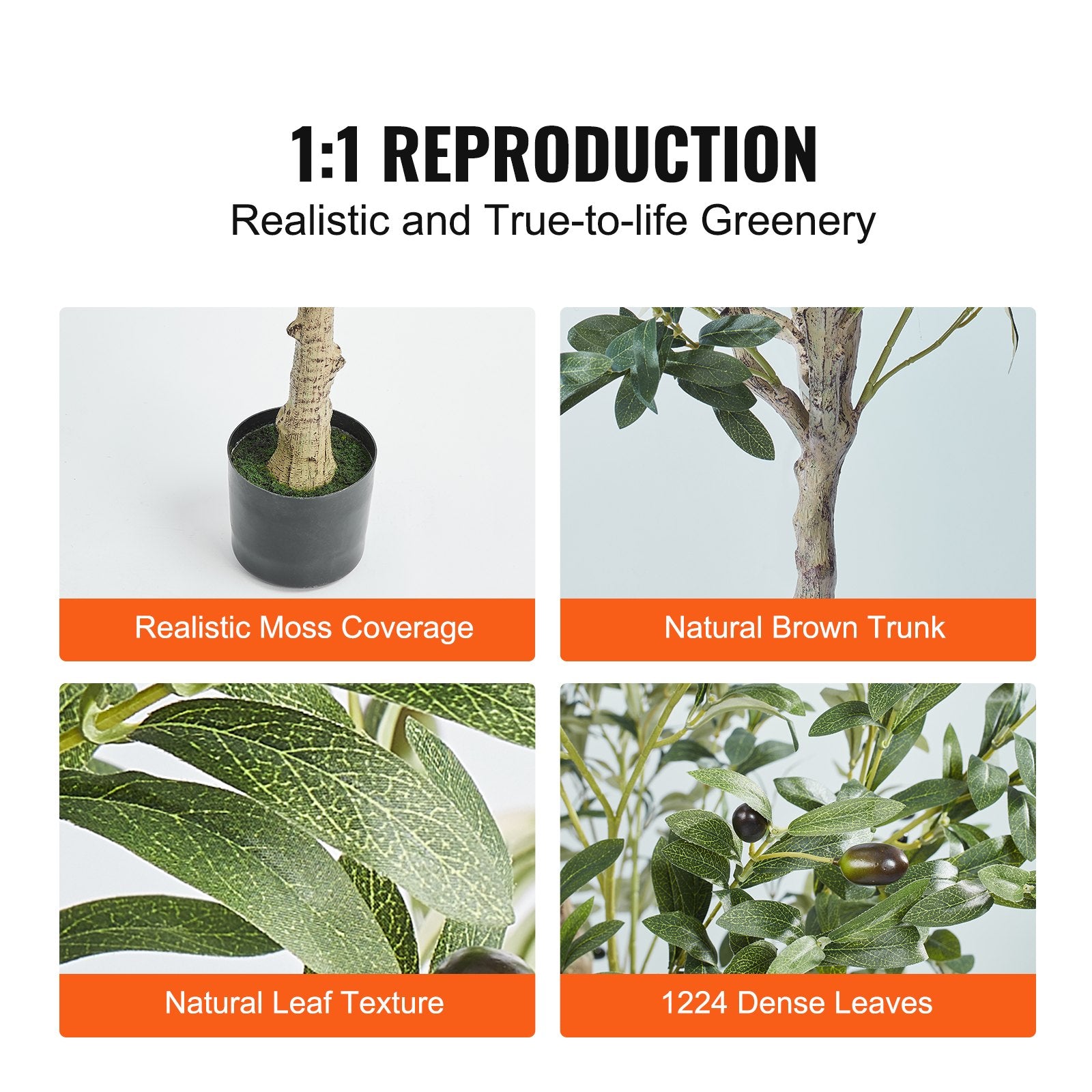 Artificial Olive Tree, 15.2cm Tall Faux Plant, Secure PE Material & Anti-Tip Tilt Protection Low-Maintenance V952-RZS6FTGLS000VAJSMV0