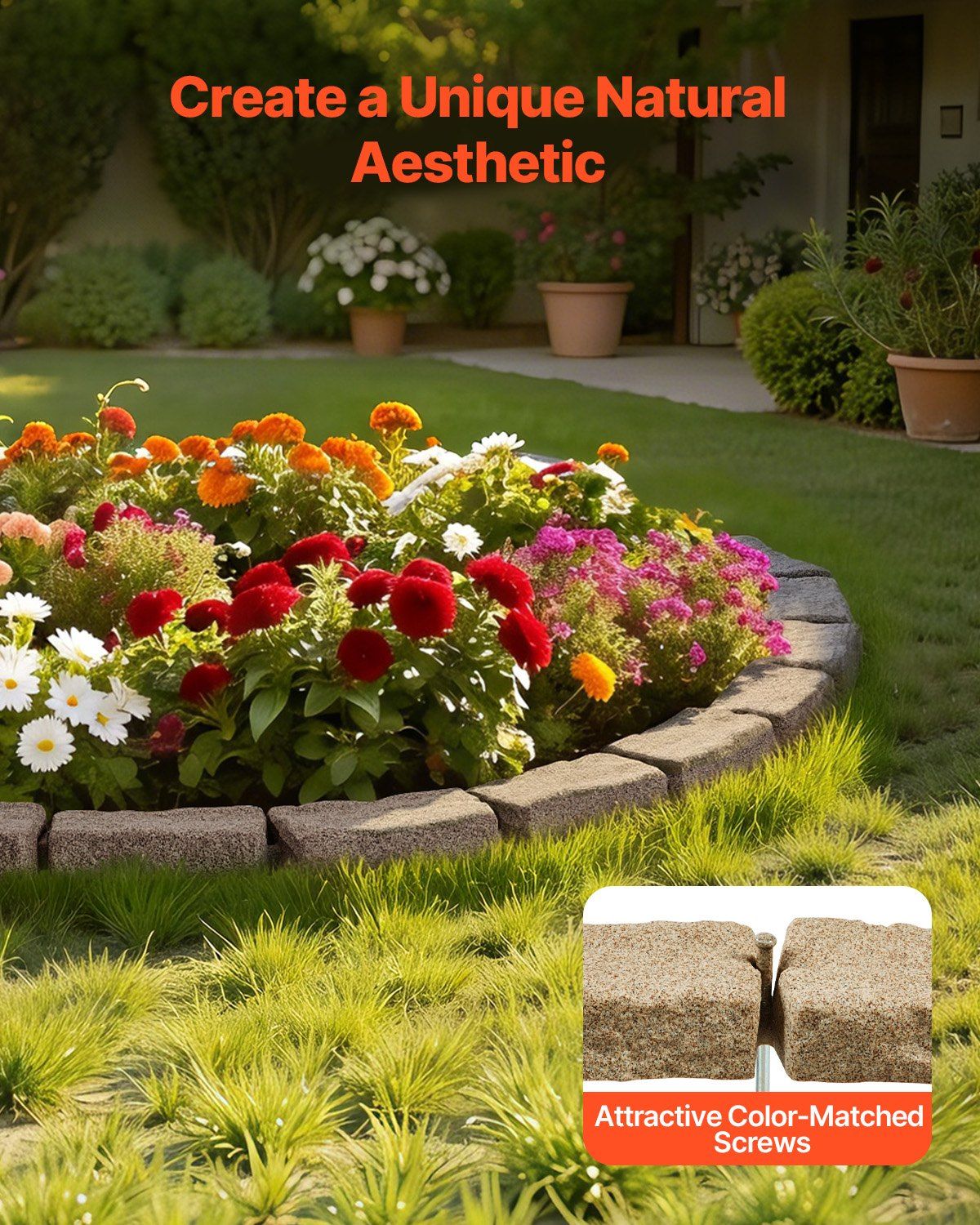 Fake Stone Landscape Edging 1180 x 95 x 57 mm Lawn Edging Fade-Resistant Beige V952-RZSPZXCCMH00QCRMMV0