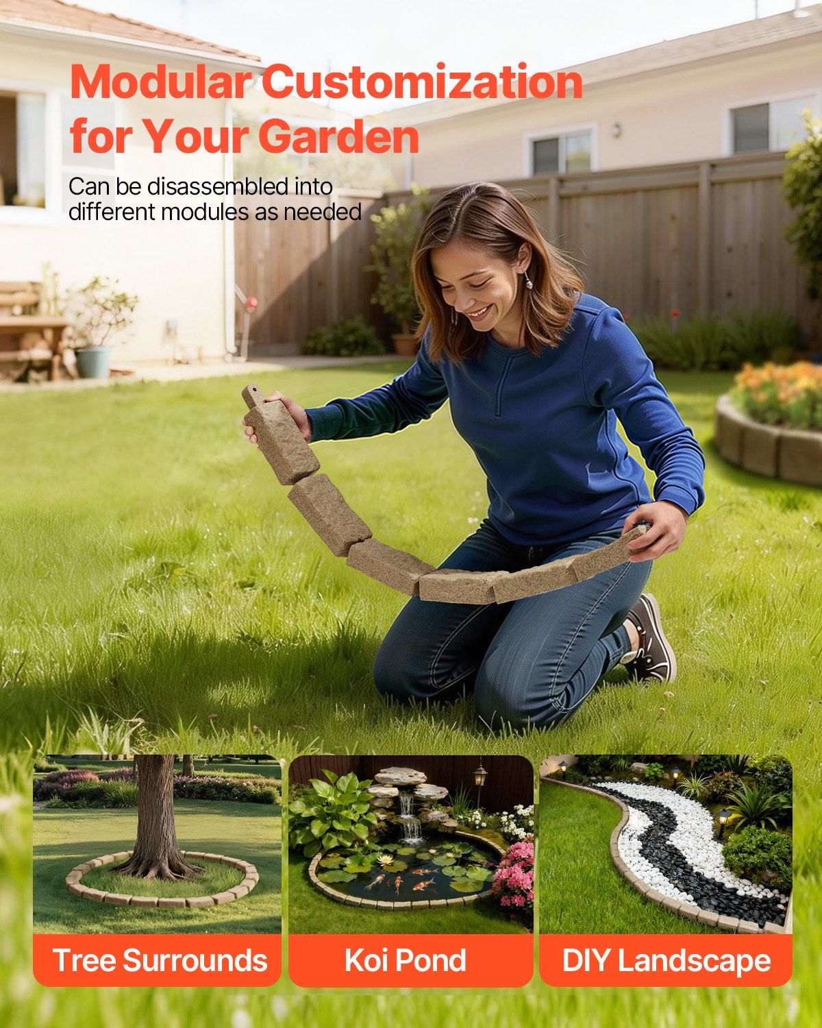 Fake Stone Landscape Edging 1180 x 95 x 57 mm Lawn Edging Fade-Resistant Beige V952-RZSPZXCCMH00QCRMMV0