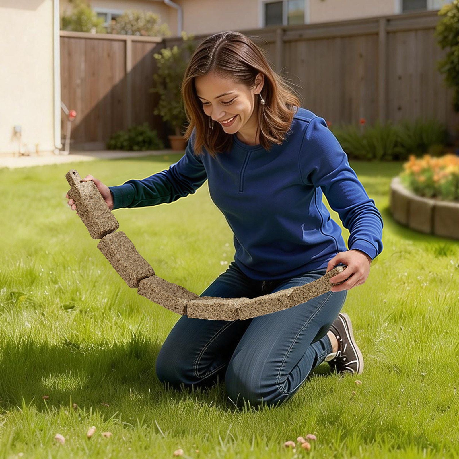 Fake Stone Landscape Edging 1180 x 95 x 57 mm Lawn Edging Fade-Resistant Beige V952-RZSPZXCCMH00QCRMMV0