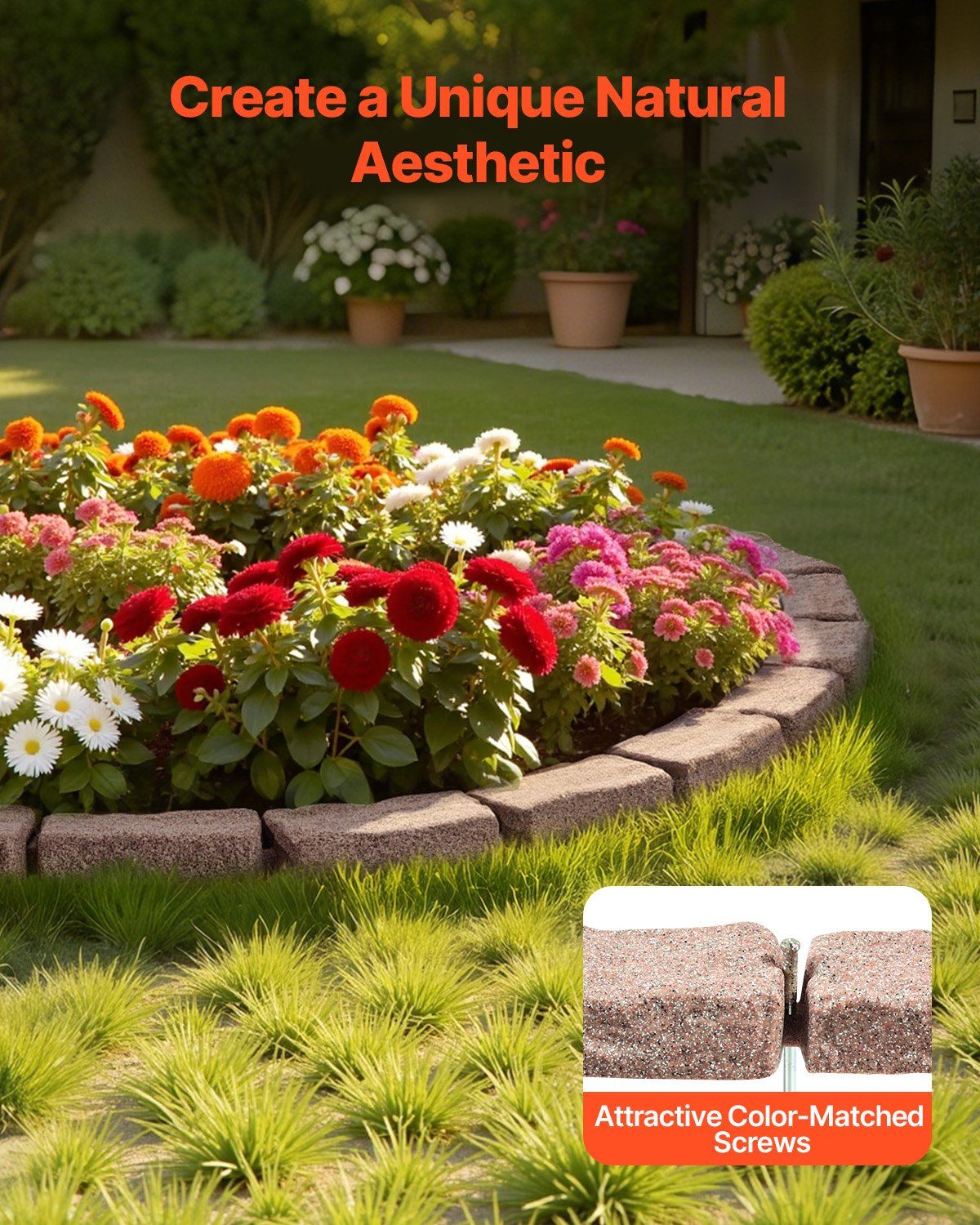 Faux Stone Landscape Edging 1180 x 95 x 57 mm Garden Lawn Edging for Walkway Brown V952-RZSPZXCCZS00MU8Y3V0