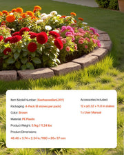 Faux Stone Landscape Edging 1180 x 95 x 57 mm Garden Lawn Edging for Walkway Brown V952-RZSPZXCCZS00MU8Y3V0