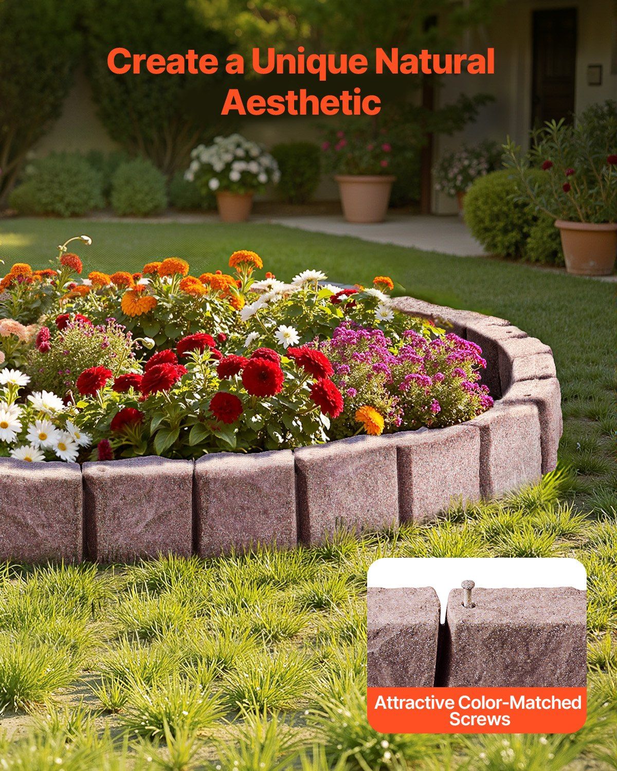 Fake Stone Landscape Edging1190 x 100 x 155mm Lawn Edging Fade-Resistant Brown V952-RZSPZZCCZS0081JN2V0