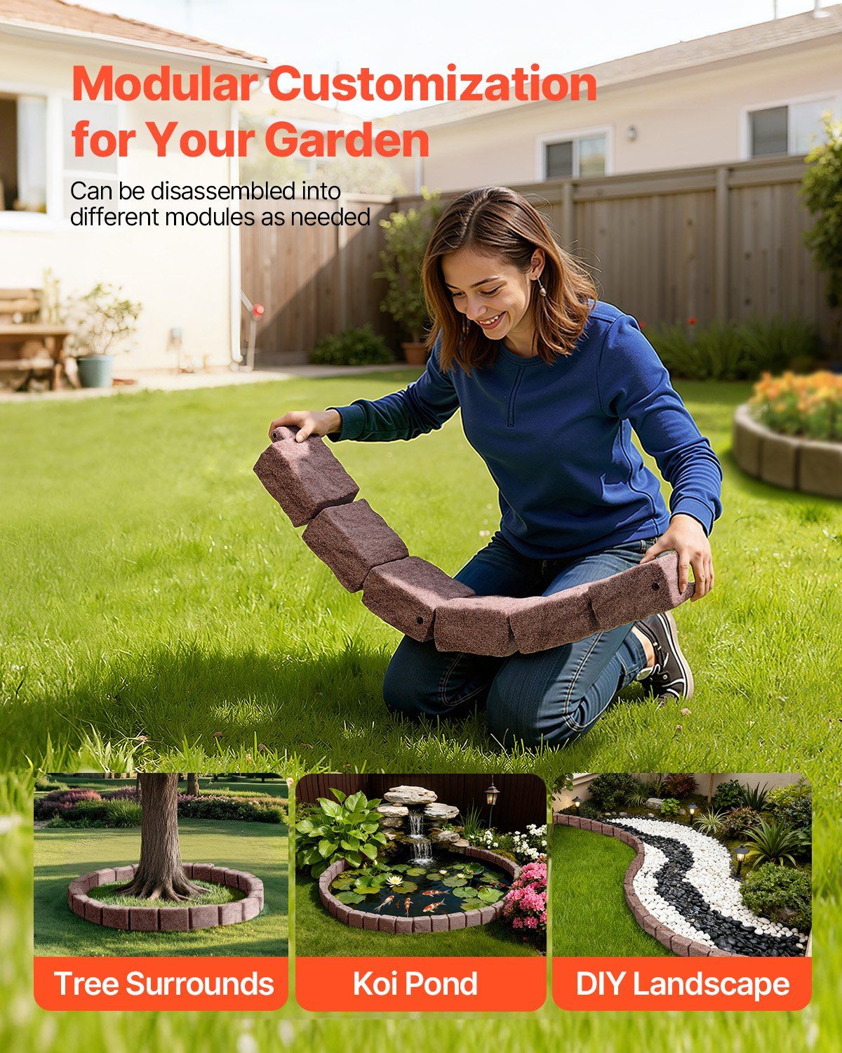 Fake Stone Landscape Edging1190 x 100 x 155mm Lawn Edging Fade-Resistant Brown V952-RZSPZZCCZS0081JN2V0
