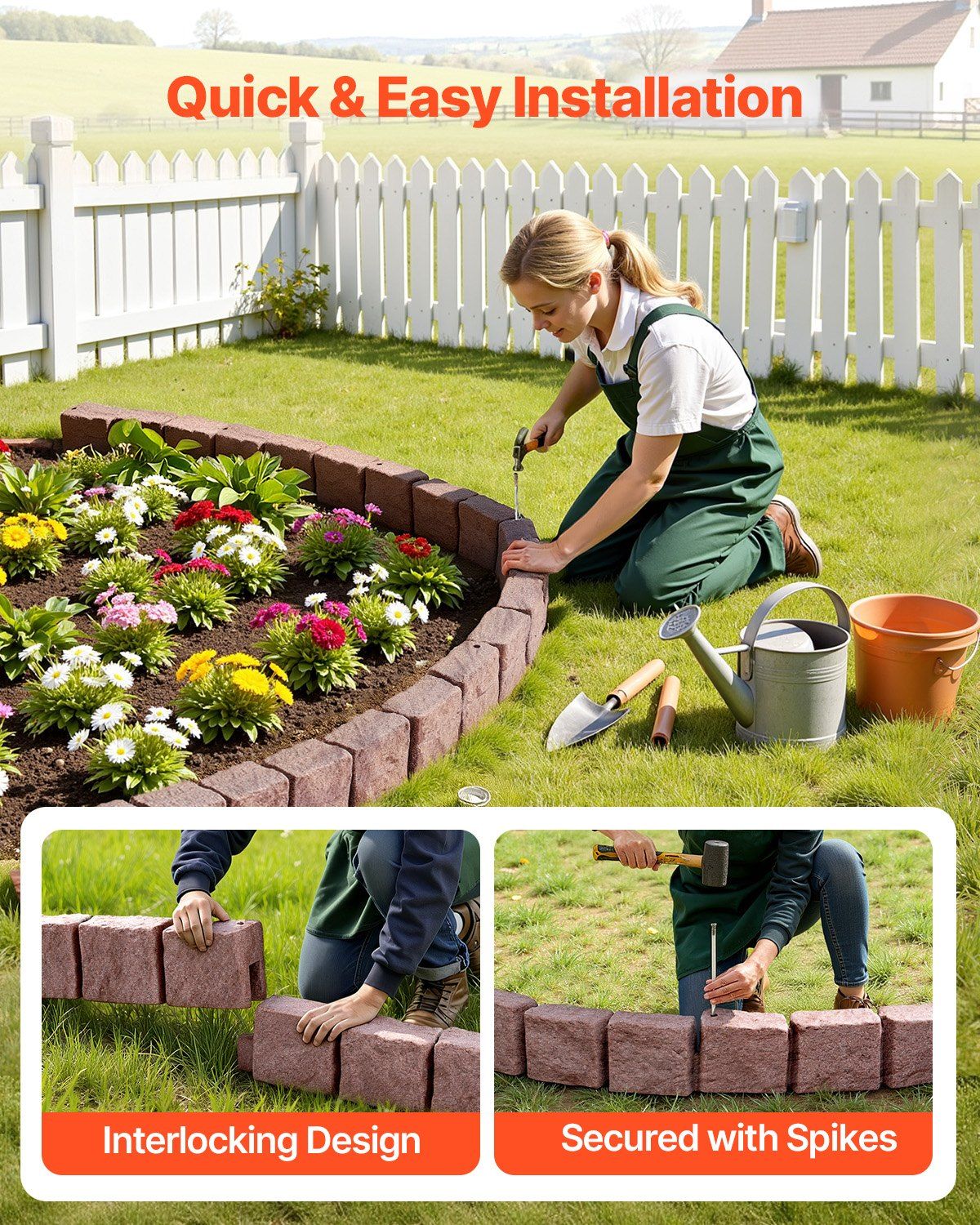 Fake Stone Landscape Edging1190 x 100 x 155mm Lawn Edging Fade-Resistant Brown V952-RZSPZZCCZS0081JN2V0