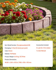 Fake Stone Landscape Edging1190 x 100 x 155mm Lawn Edging Fade-Resistant Brown V952-RZSPZZCCZS0081JN2V0