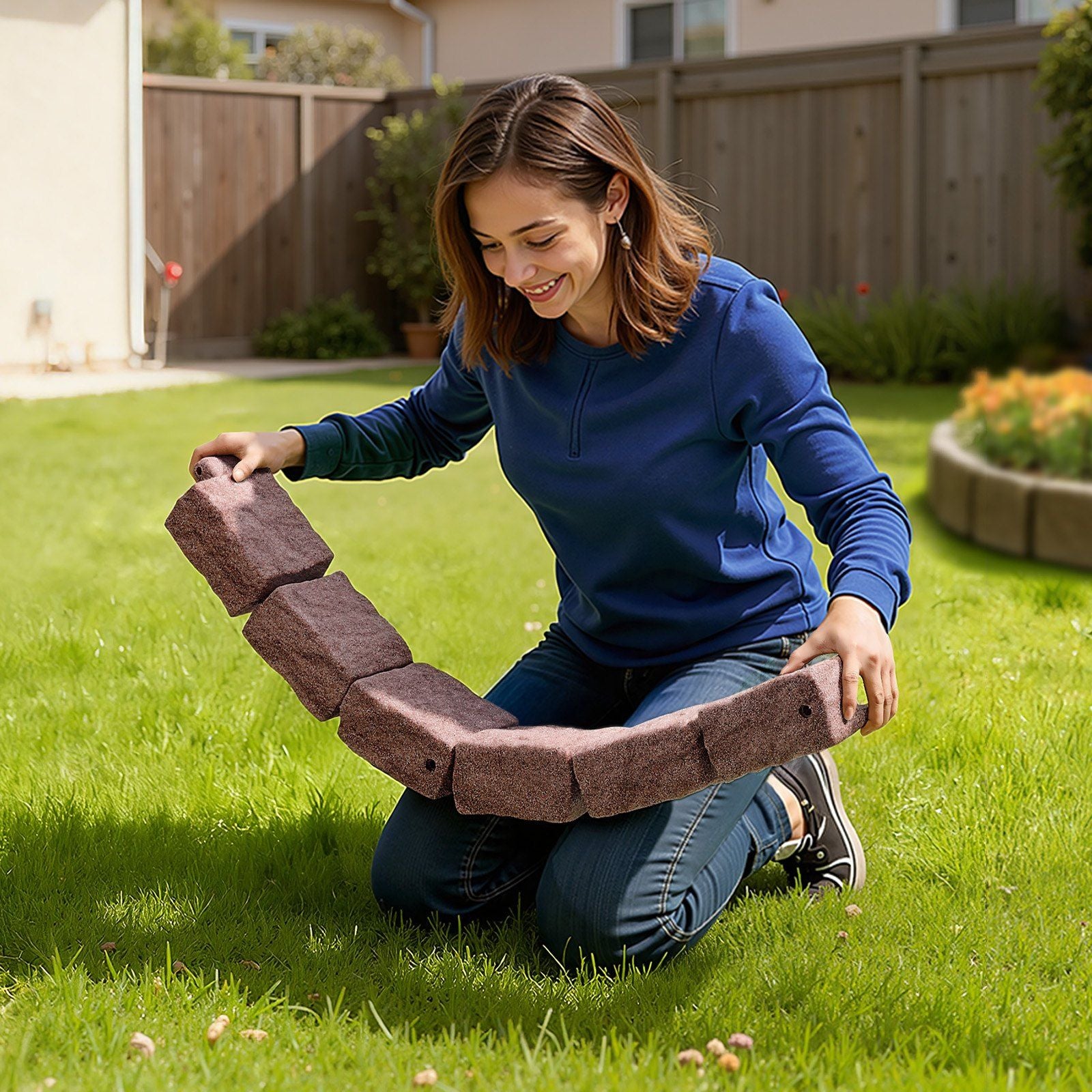 Fake Stone Landscape Edging1190 x 100 x 155mm Lawn Edging Fade-Resistant Brown V952-RZSPZZCCZS0081JN2V0