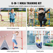 Ninja Warrior Obstacle Course for Kids, 15.24 m Weatherproof Slacklines, 500lbs Weight Capacity Monkey Line, V952-RZX502YC9J003NWUAV0