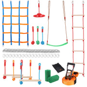 Ninja Warrior Obstacle Course for Kids, 15.24 m Weatherproof Slacklines, 500lbs Weight Capacity Monkey Line, V952-RZX502YC9J003NWUAV0