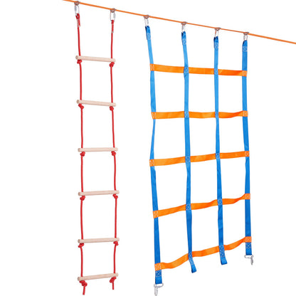 Ninja Warrior Obstacle Course for Kids, 15.24 m Weatherproof Slacklines, 500lbs Weight Capacity Monkey Line, V952-RZX502YC9J003NWUAV0