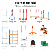 Ninja Warrior Obstacle Course for Kids, 2 x 17m Weatherproof Slacklines, 227kg Weight Capacity Monkey Line, V952-RZX562YC11J0F2X1FV0