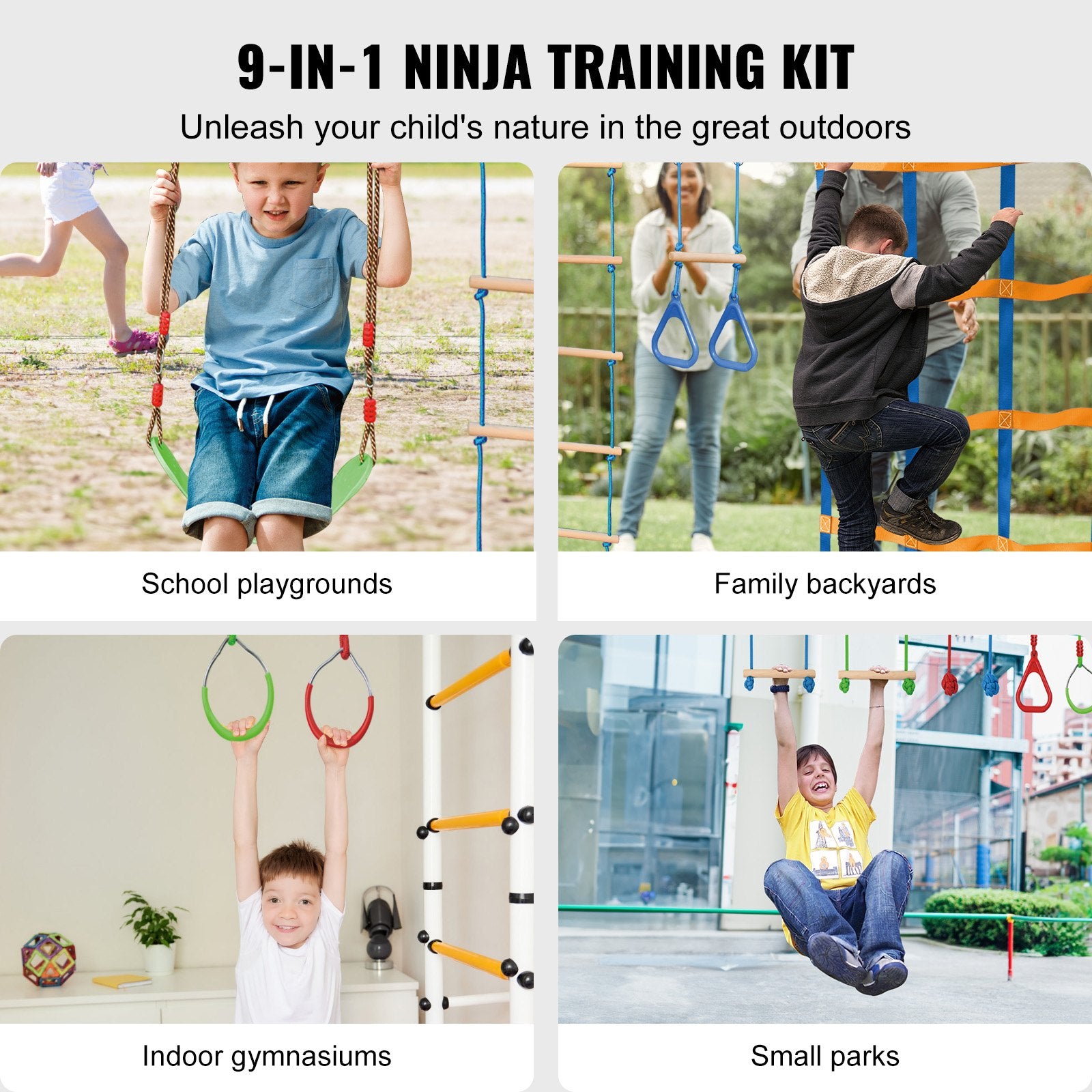 Ninja Warrior Obstacle Course for Kids, 2 x 19.8m Weatherproof Slacklines, 500lbs Weight Capacity Monkey V952-RZX652YC12J04XE08V0