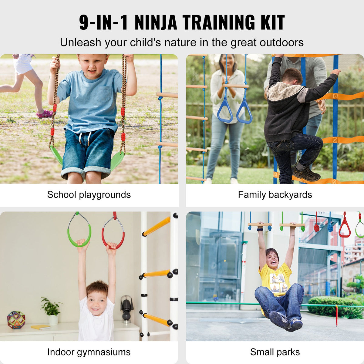 Ninja Warrior Obstacle Course for Kids, 2 x 19.8m Weatherproof Slacklines, 500lbs Weight Capacity Monkey V952-RZX652YC12J04XE08V0