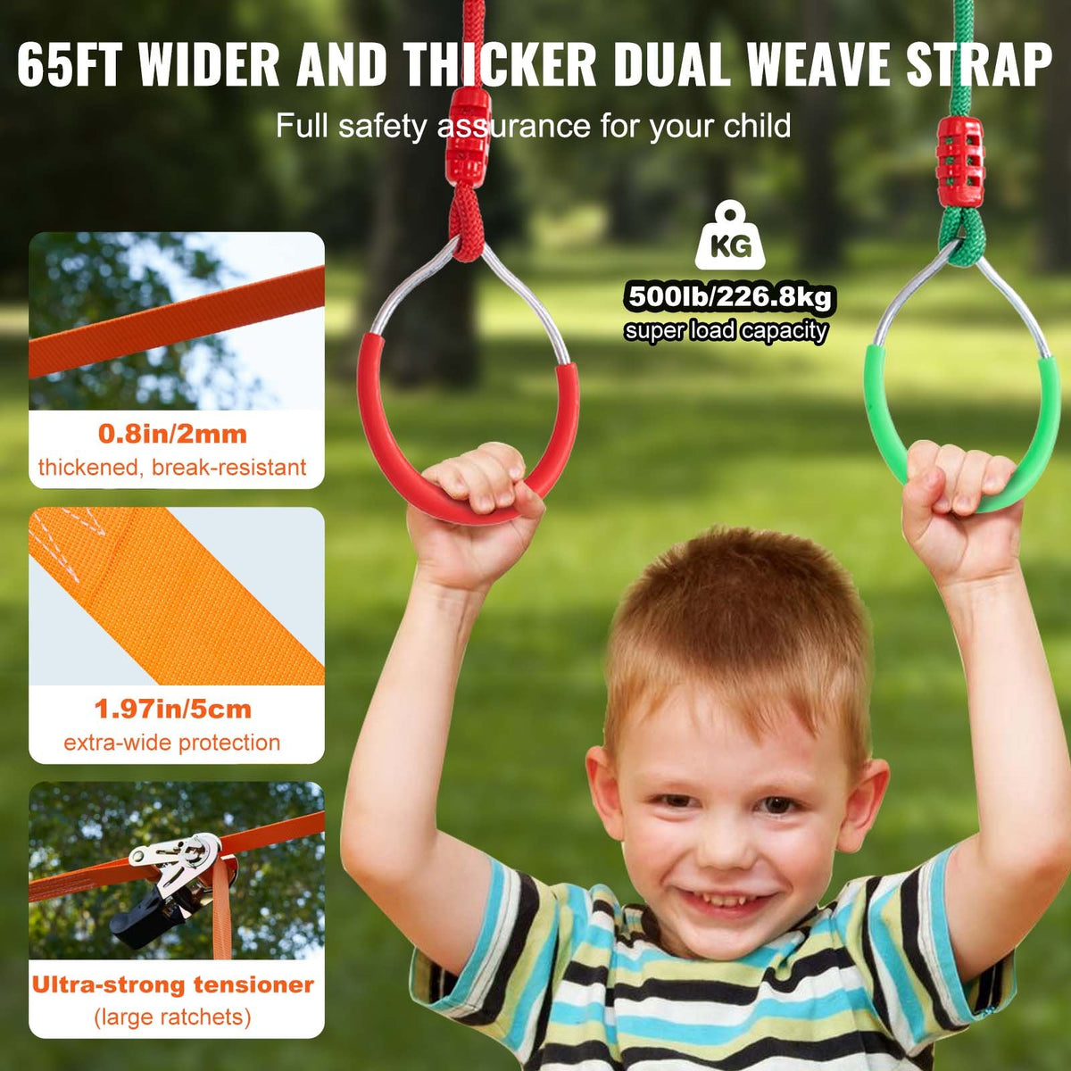 Ninja Warrior Obstacle Course for Kids, 2 x 19.8m Weatherproof Slacklines, 500lbs Weight Capacity Monkey V952-RZX652YC12J04XE08V0