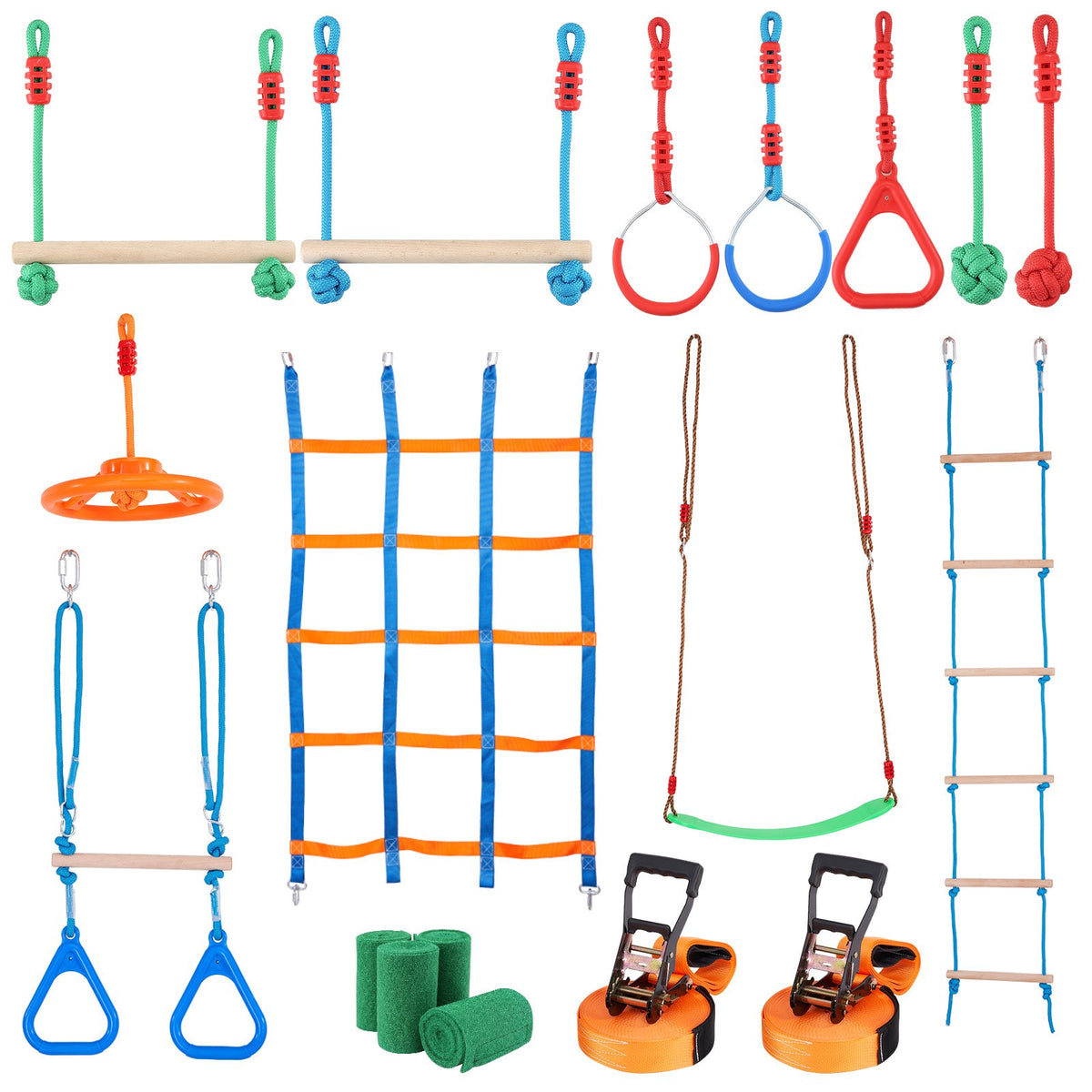 Ninja Warrior Obstacle Course for Kids, 2 x 19.8m Weatherproof Slacklines, 500lbs Weight Capacity Monkey V952-RZX652YC12J04XE08V0