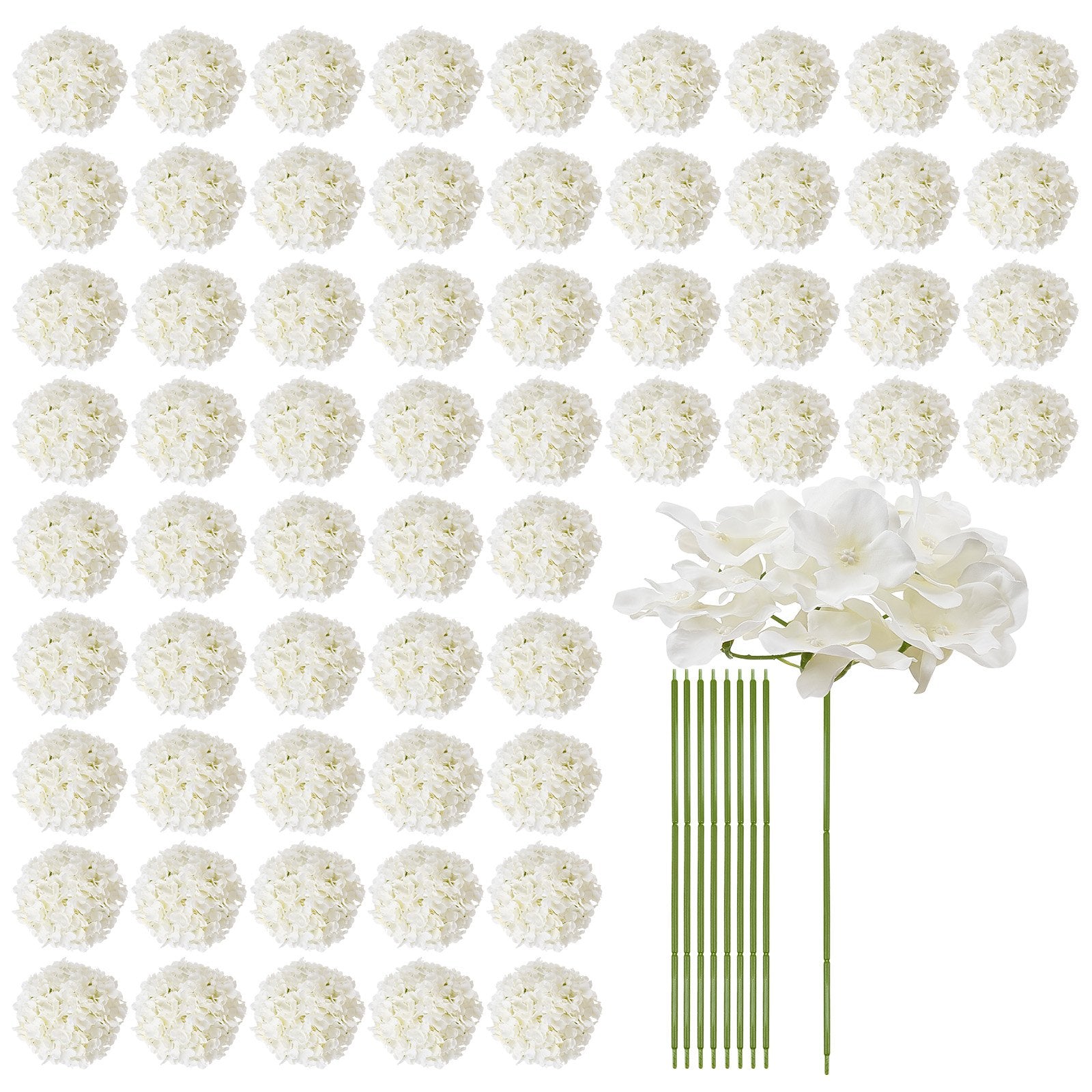 Artificial Flowers, 105 pcs Real Looking White Silk Fake Hydrangea Bulk, White Faux Bridal Shower with Stems V952-RZXQBS105PCSKMGDN001V0