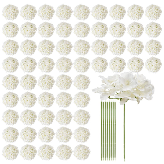 Artificial Flowers, 105 pcs Real Looking White Silk Fake Hydrangea Bulk, White Faux Bridal Shower with Stems V952-RZXQBS105PCSKMGDN001V0