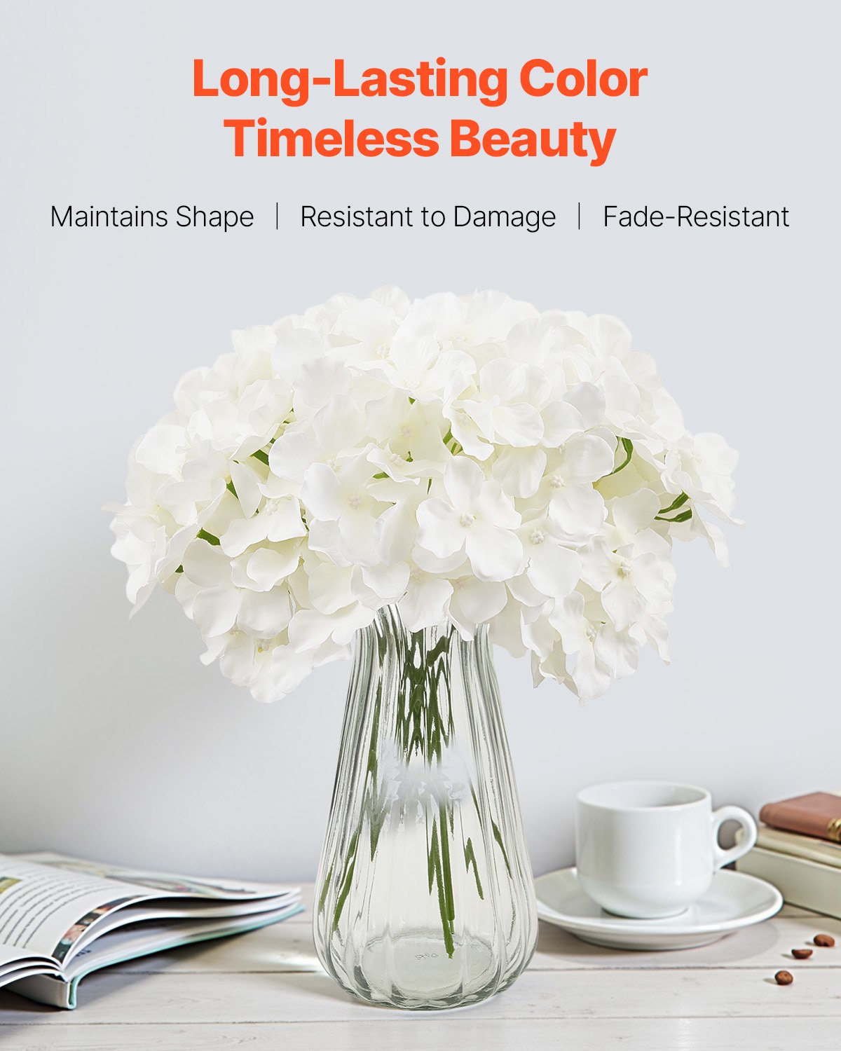 Artificial Flowers, 105 pcs Real Looking White Silk Fake Hydrangea Bulk, White Faux Bridal Shower with Stems V952-RZXQBS105PCSKMGDN001V0