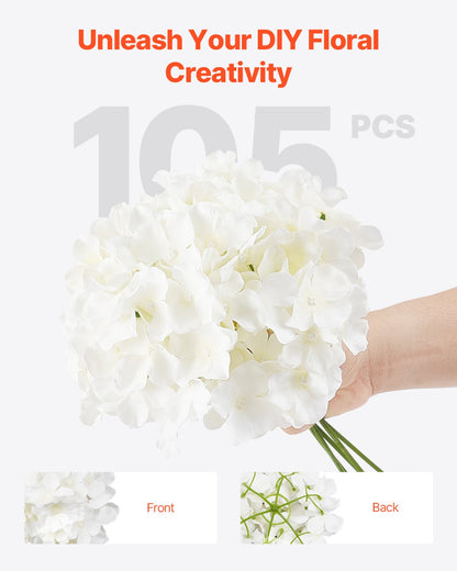 Artificial Flowers, 105 pcs Real Looking White Silk Fake Hydrangea Bulk, White Faux Bridal Shower with Stems V952-RZXQBS105PCSKMGDN001V0