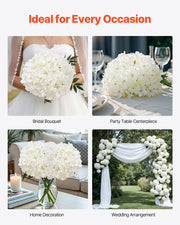 Artificial Flowers, 105 pcs Real Looking White Silk Fake Hydrangea Bulk, White Faux Bridal Shower with Stems V952-RZXQBS105PCSKMGDN001V0