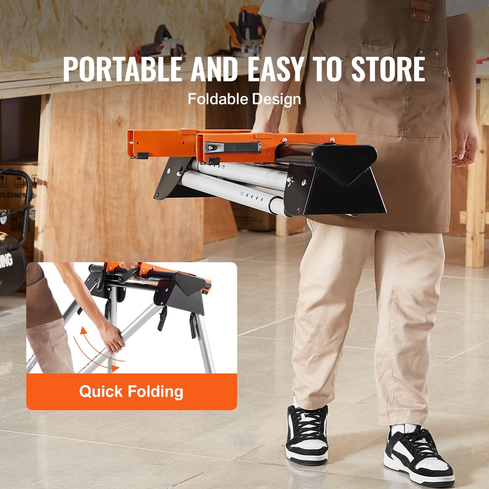 Miter Saw Stand 330lbs Load Capacity Steel 29.1"-32.9" Adjustable Height V952-RZXXQJZJGZ36VWN2FV0