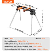 Miter Saw Stand 330lbs Load Capacity Steel 29.1"-32.9" Adjustable Height V952-RZXXQJZJGZ36VWN2FV0